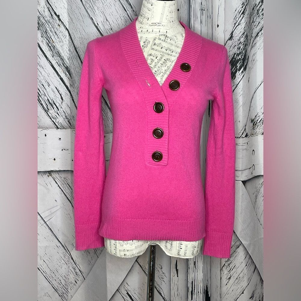 J. Crew Deliziosa 100% Cashmere Sweater w/Buttons XS